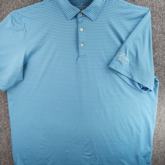 Vineyard Vines Performance Polo Shirt Men Striped Blue Green Stretch Adult Peru - Picture 2 of 16